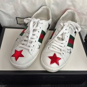 GUCCI Ace Leather Sneakers Stars Size 35